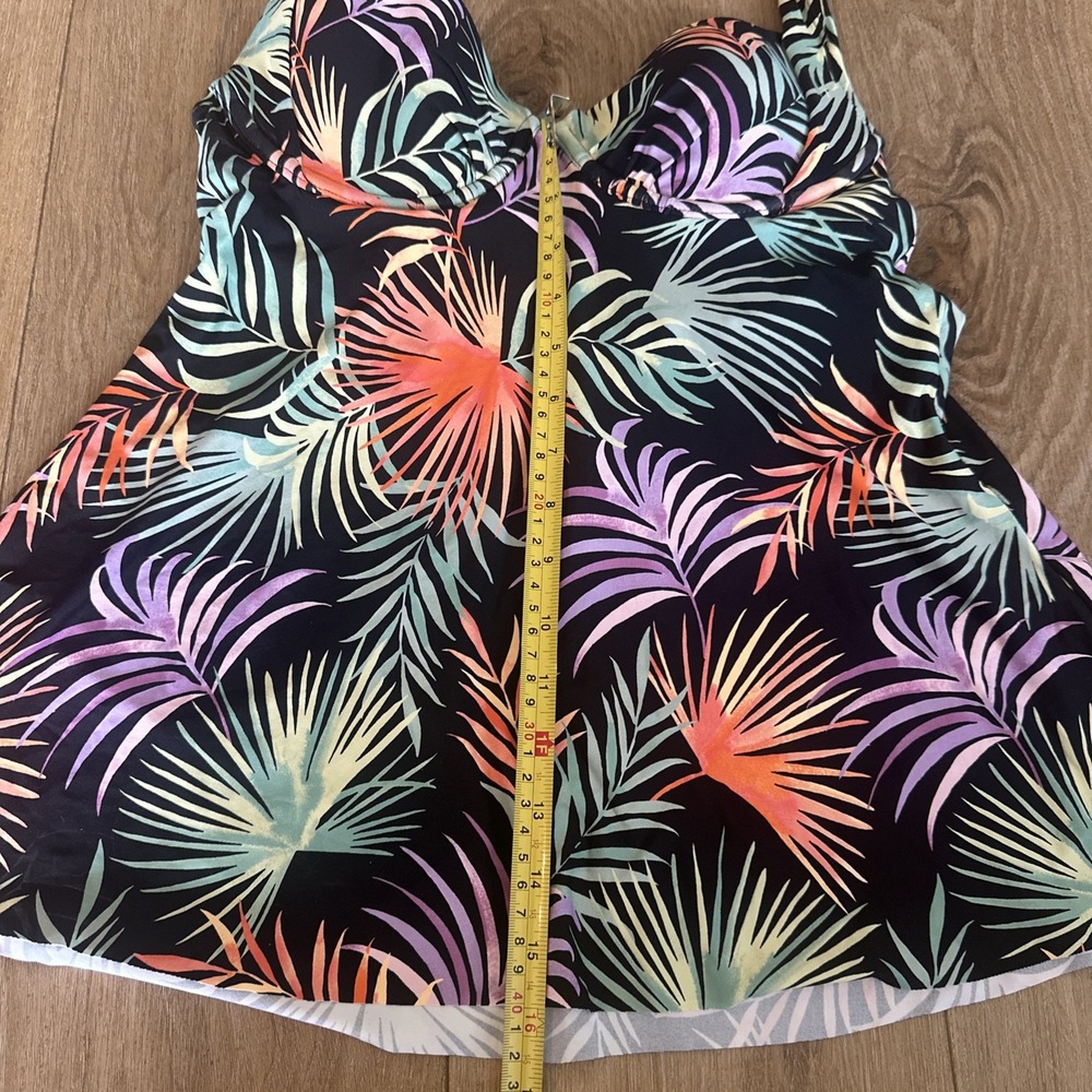 Leilani Palm Breeze Maui Tankini Swim Top Tropical Full Support Underwire Size 8 - Picture 7 of 7